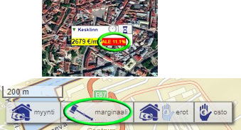 ALE-% ja marginaalikehitys Päivän ALE-% ja marginaalin avaus esiin